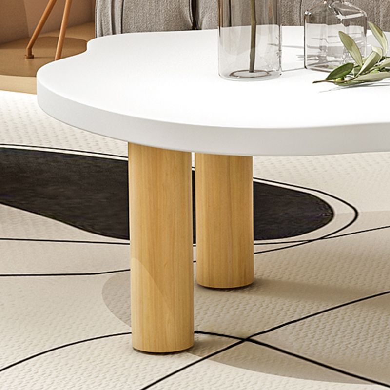 Modern Wood 3 Legs Cocktail Table Free Form Coffee Table - White