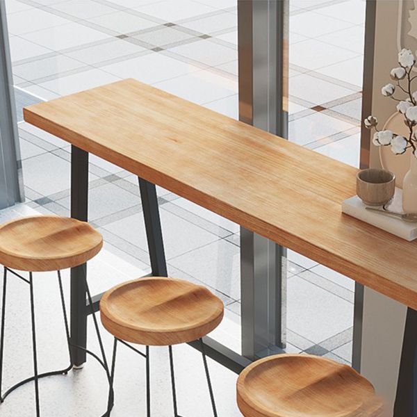 Modern Wood Bistro Bar Table with Rectangle Table Top Black Trestle Table - 42" H