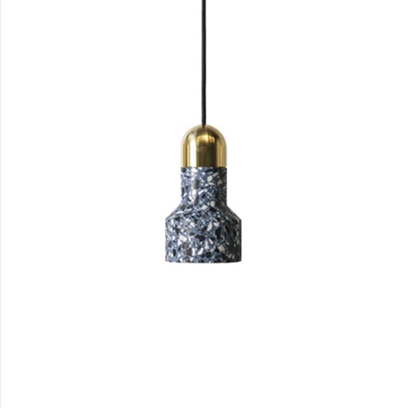 Flashlight Shaped Living Room Suspension Lighting Terrazzo 1-Light Nordic Style Pendant Ceiling Light