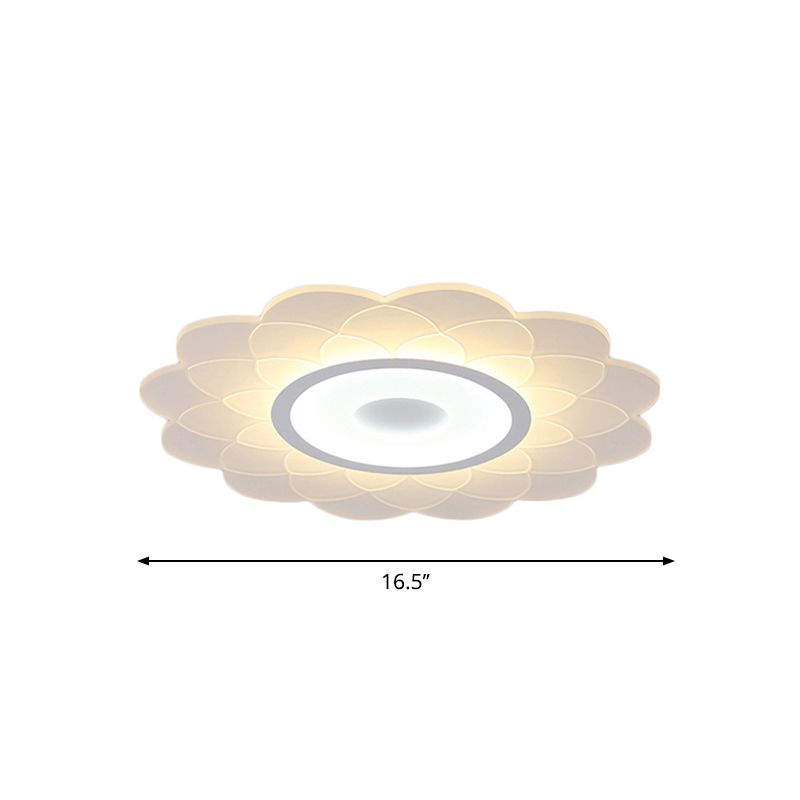 Lampe encastrée à fleurs blanches Moderniste 16,5"/20,5"/31" de large Éclairage de plafond en acrylique LED en lumière chaude/blanche