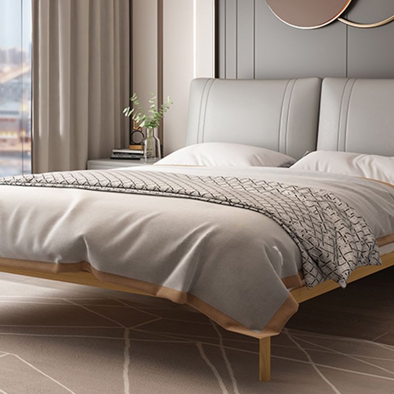 Glam Solid Color Platform Bed Metal Bed Frame with Headboard