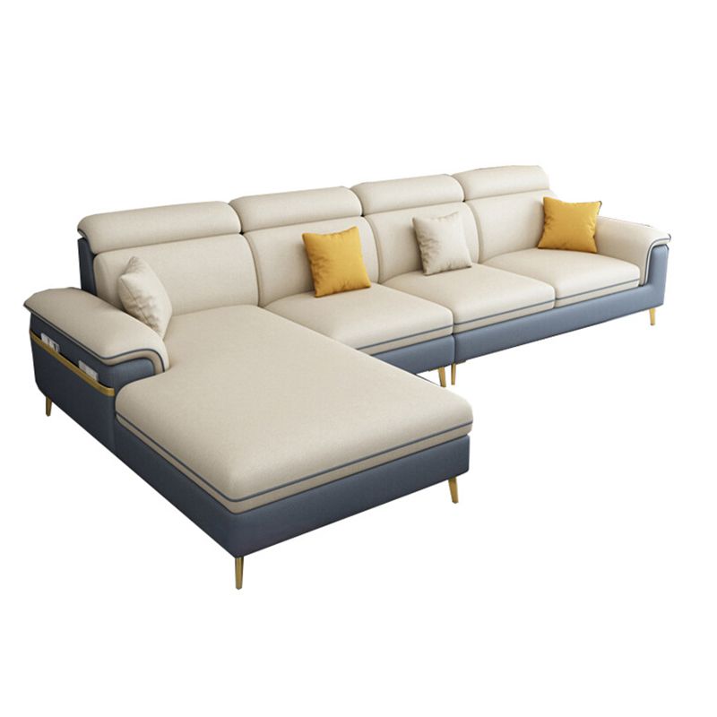 125.98" L Faux Leather Sectional Stain-Resistant Pillow Top Arm Sofa