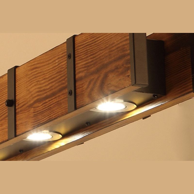 Linear Wood Island Lighting Industrial Loft Vintage Ceiling Lights for Bar
