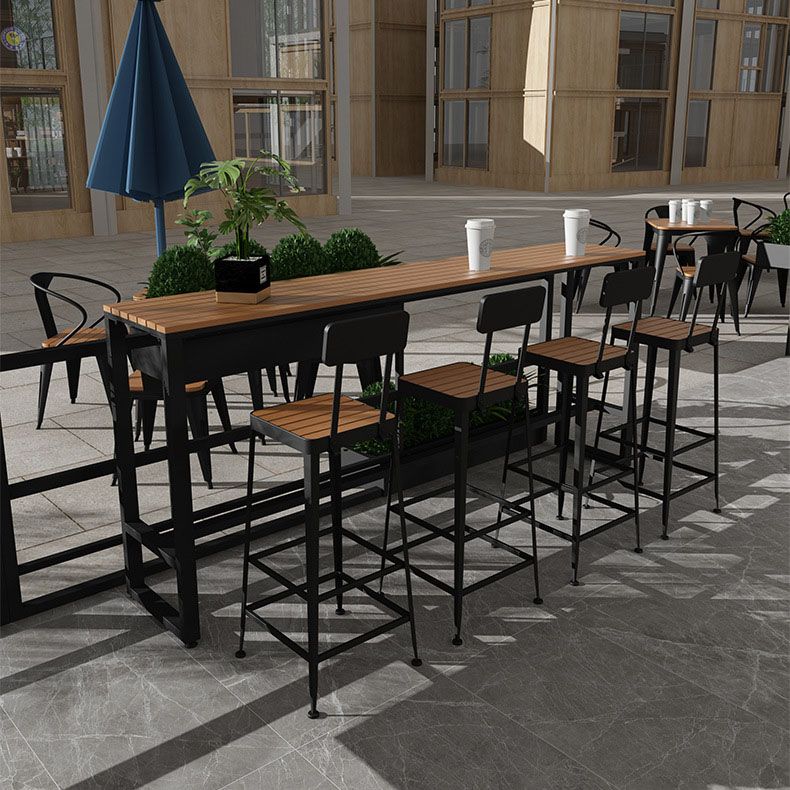 Industrial Pub Set with Fixed Table 1/5 Pieces Rectangle Bar Table Set