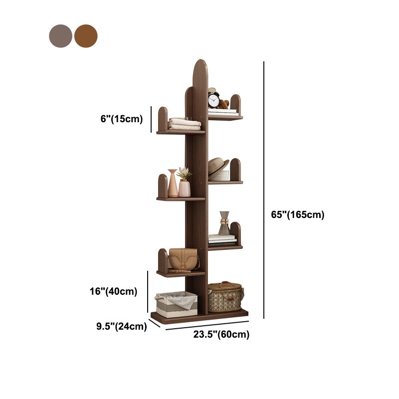 Modern Style Bookshelf Solid Wood Vertical Shelf Bookcase for Home