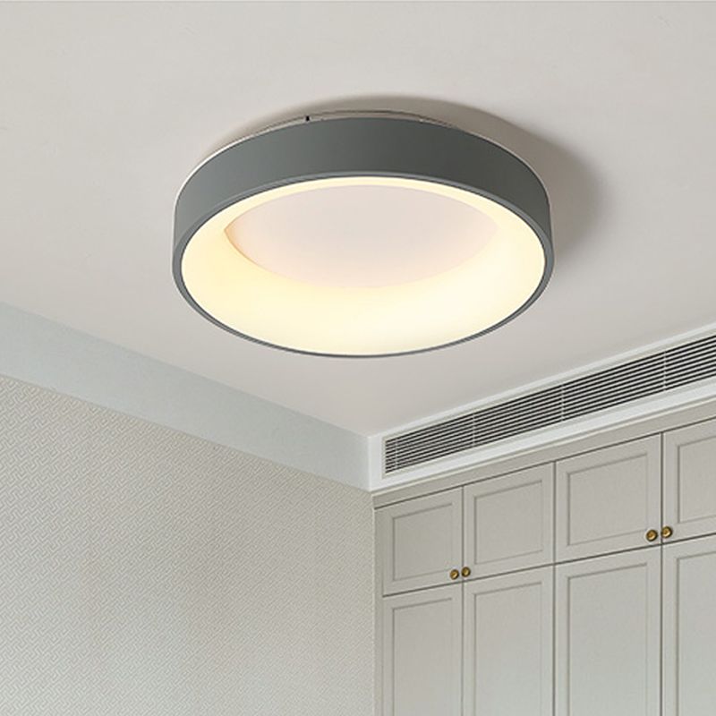 Luz de techo empotrada circular de hierro, iluminación LED empotrada gris nórdica/blanca para dormitorio, 18"/23,5" de diámetro