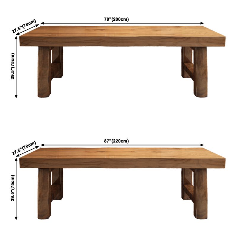 Mesa de comedor marrón de madera sólida simple forma de comedor rectángulo de mesa estándar para cocina