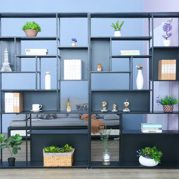 Gold and Black Floor Book Shelf Open Shelf Bookcase with Shelves