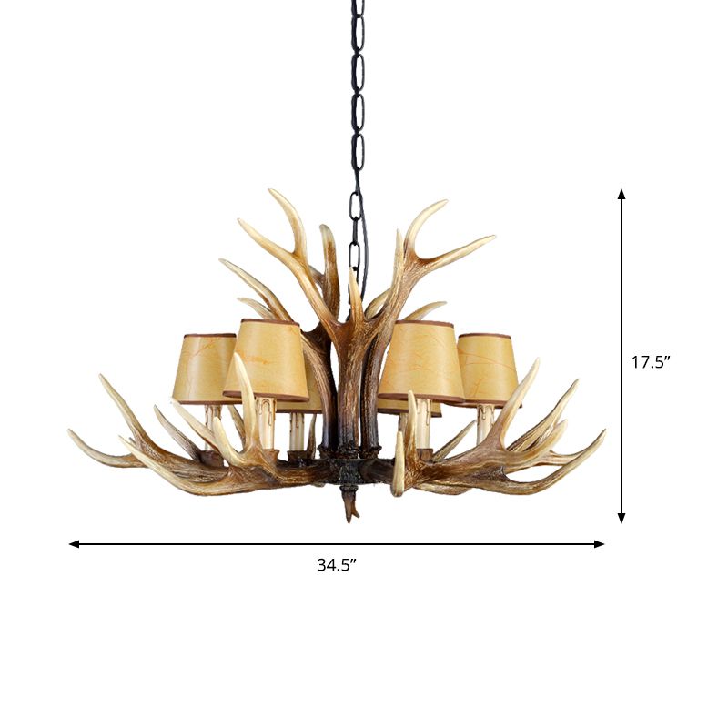 Rustic Conical Hanging Pendant 6/8/10 Lights Resin Ceiling Chandelier in Light Brown for Restaurant