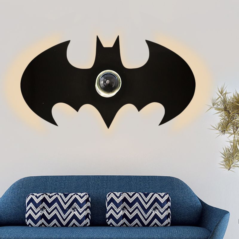 Metaal kleine vleermuismuurlicht 1 kop moderne creatieve sconce licht in het zwart voor jongens slaapkamer