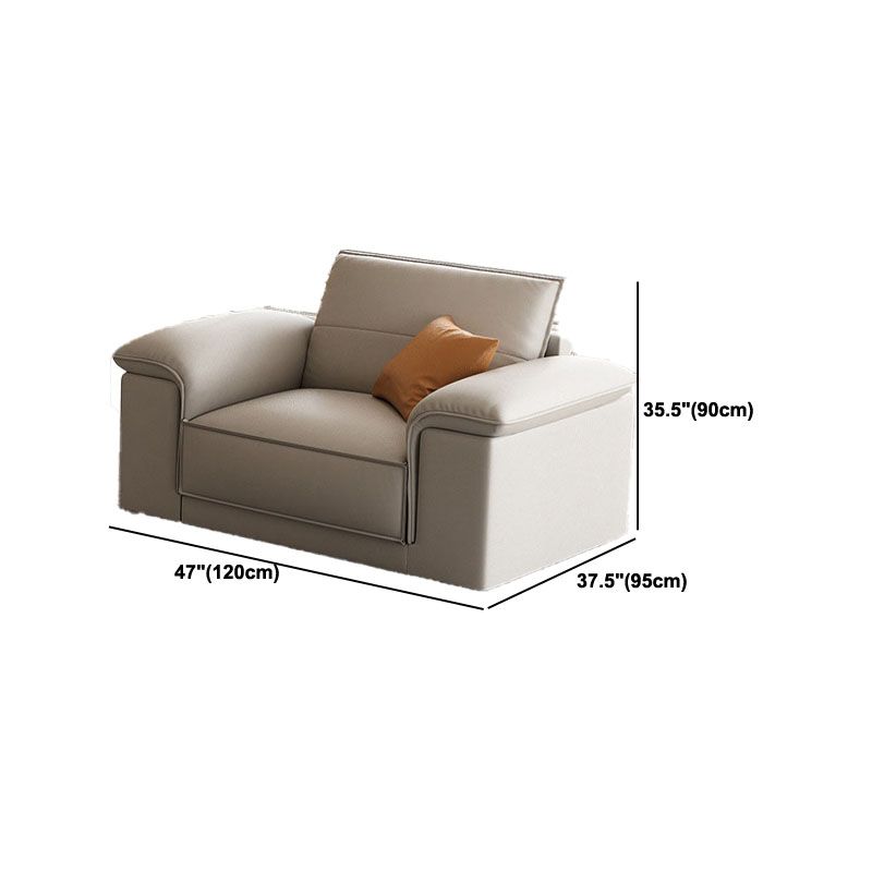 Contemporary 35.4" H Faux Leather Pillow Top Arm Sofa for Living Room