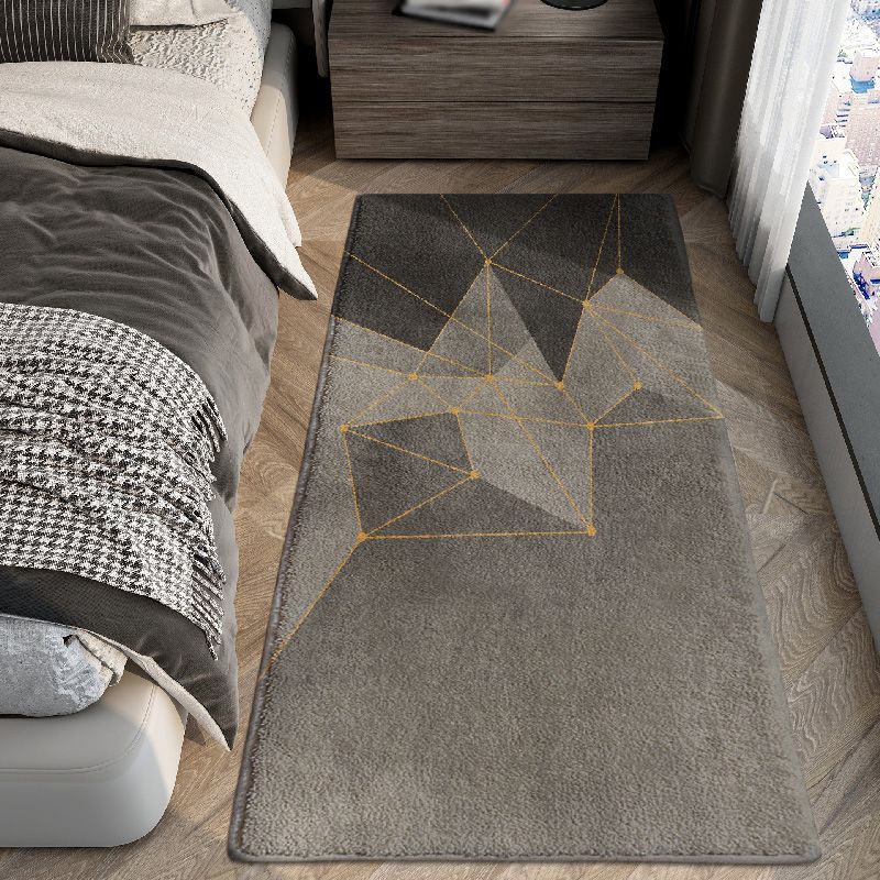 Stylish Grey Area Rug Modern Geometric Print Carpet Anti-Slip Rug for Home Decor