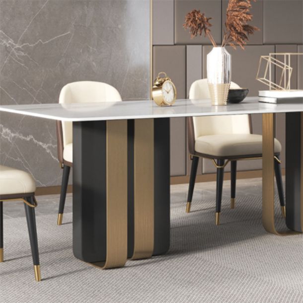 Glam Style Sintered Stone Dining Set Rectangle 1/4/5/6 Pieces Dining Set