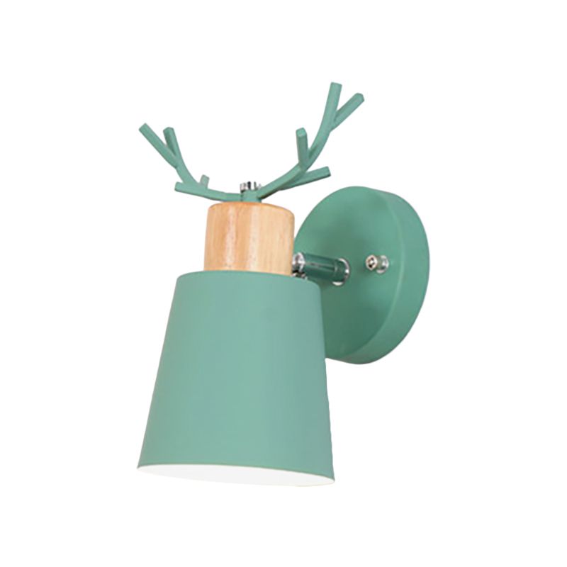 Rotatable Macaron Loft Green Wall Sconce Bucket Shade 1 Head Metal Wall Lamp for Foyer