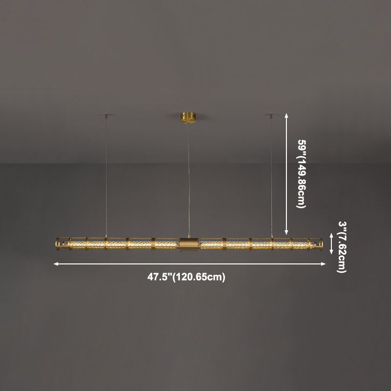 Modern Dining Chandelier Pendant Dining Room Long Strip Crystal Hanging Lamp