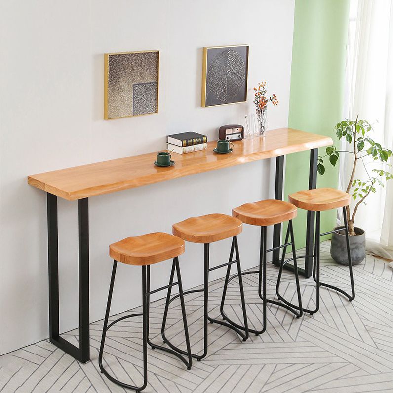 Rectangle Bar Dining Table Contemporary Bar Table with Black Sled Base