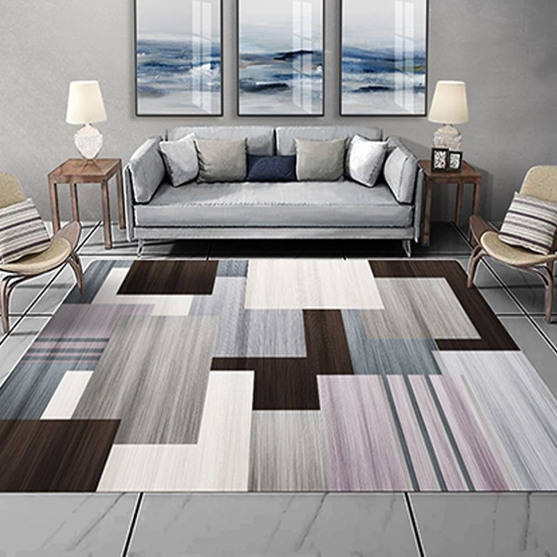 Green Line Carpet Polyester Modern Carpet Stain Resistant Carpet for Living Room