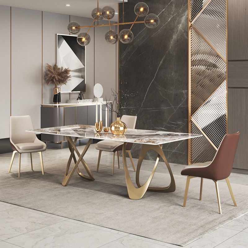 Nordic 1/3/4/5/8 Pieces Dining Set Rectangle Stone Dining Table for Dining Room