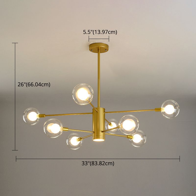 Post-Modern Starburst Hanging Chandelier Light Clear Globe Glass Ceiling Chandelier for Living Room