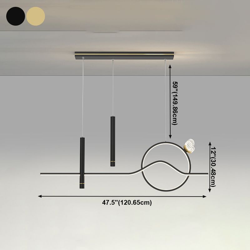 4-Light Geometric Island Lighting Fixtures Contemporary Metal Island Lighting Ideas