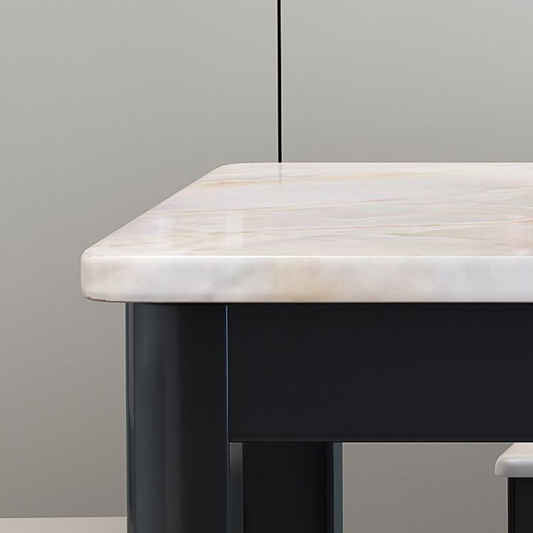 Contemporary Style Rectangle Marble Fixed Dinner Table with 4 Legs