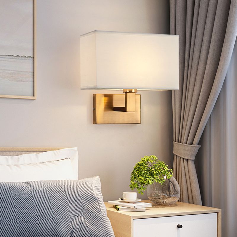 1 - Light Wall Sconce in Black / Gold Metal and Fabric Post Modern Wall Light