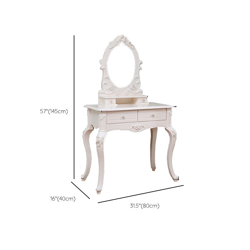 Victorian Bedroom With Drawer Mirror Solid Wood Makeup Vanity Set