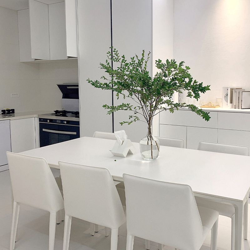 Low Back Armless Dining Chairs Modern Faux Leather Side Chair