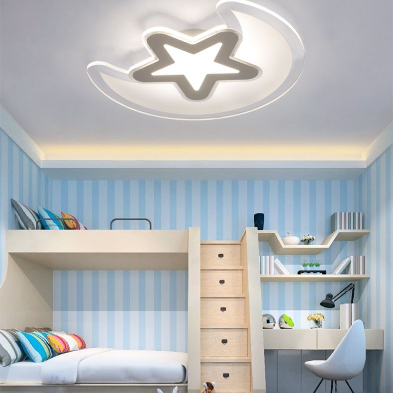 Mond- und Stern-Unterputzleuchte, minimalistische Acryl-LED-Deckenleuchte in Weiß