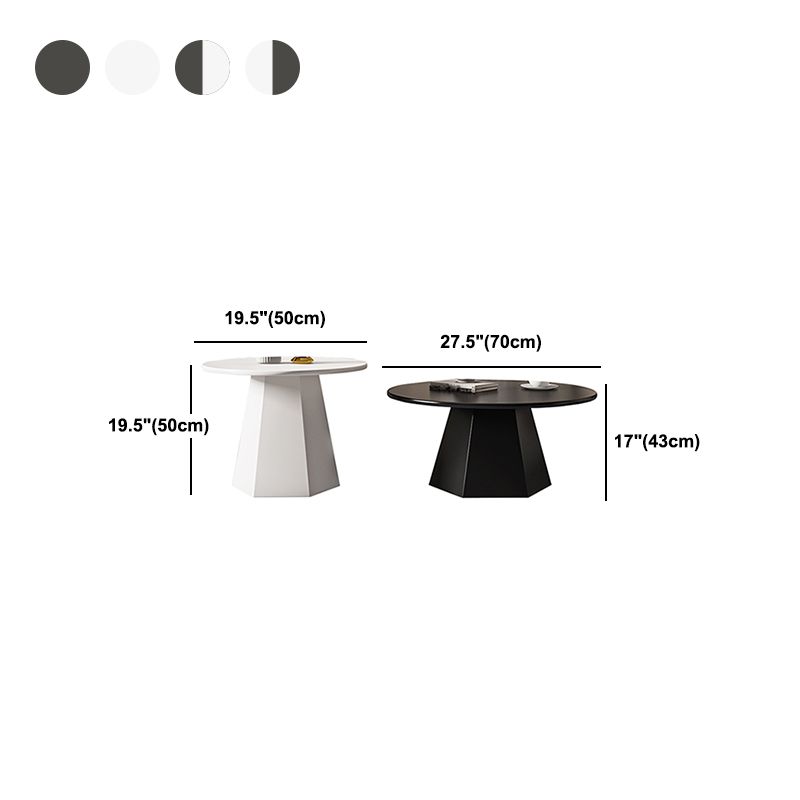 Ironwork Black/white Pedestal Base Design Round Coffee Table