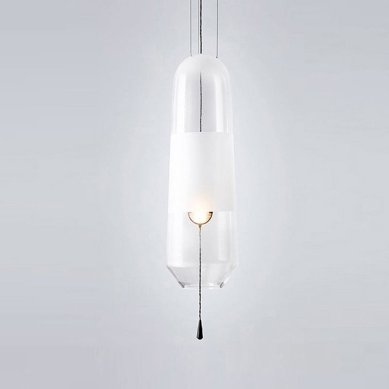 Glass Geometrical Hanging Lamp Modern Style 1 Head Pendant Lighting for Bedroom