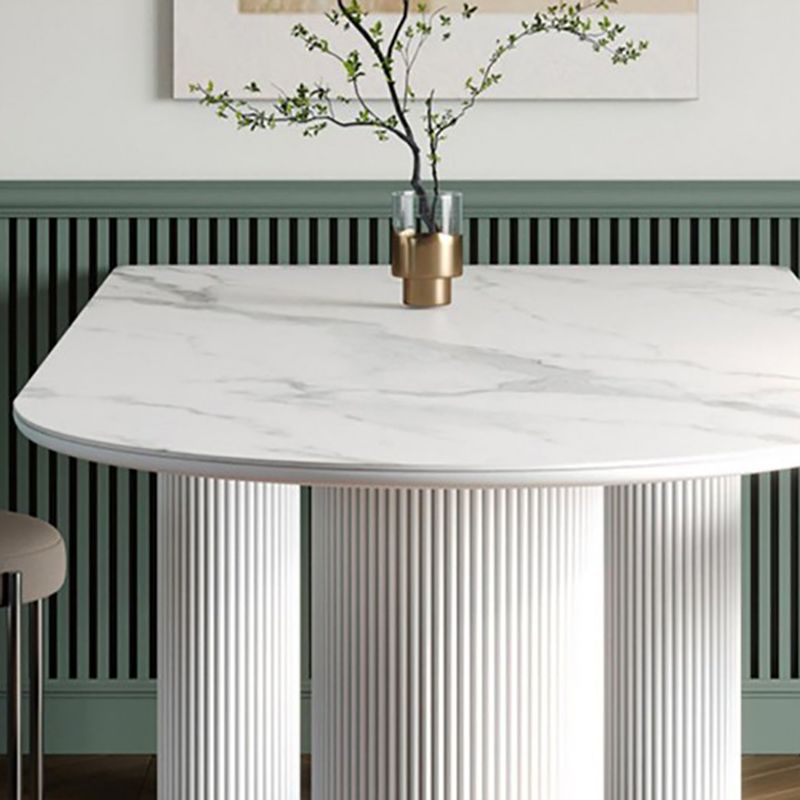 White Tripod Base Dining Table Stone Top Modern Dining Room Kitchen Table