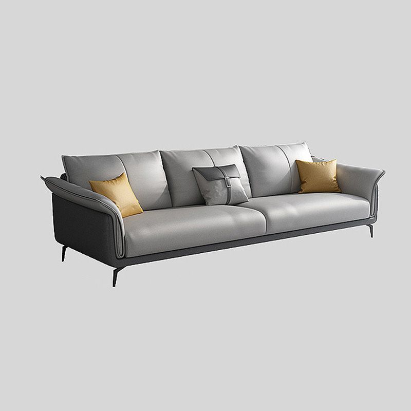 Light-grey Faux Leather Pillow Top Arm Sofa/Sectional with Stain-Resistant
