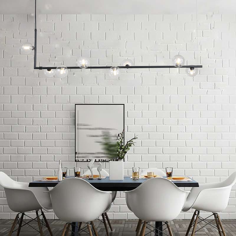 Modernism Glass Shaded Ceiling Light Black/Golden Kitchen Island Lighting for Home