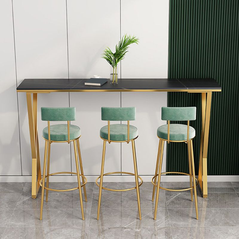 Glam Backrest Dining Stools Round Bar Stools with Metal Legs
