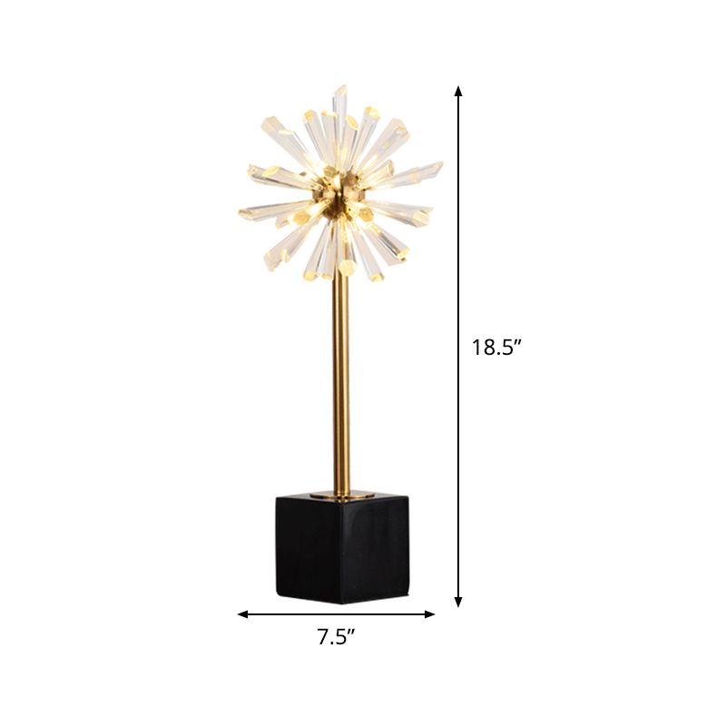 6 Heads Stamen Task Light Modern Faceted Crystal Nightstand Lamp in Gold with Marble Base