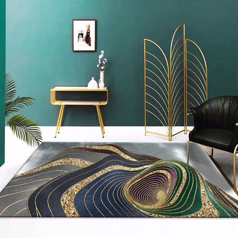 Grey Modern Rug Polyester Graphic Indoor Rug Non-Slip Backing Rug for Living Room