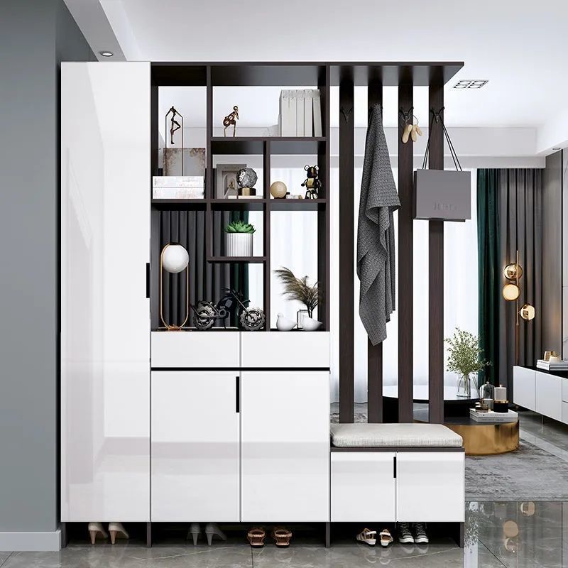 Modern Wooden 13.77" Wide Accent Cabinet with Drawers and Shelves