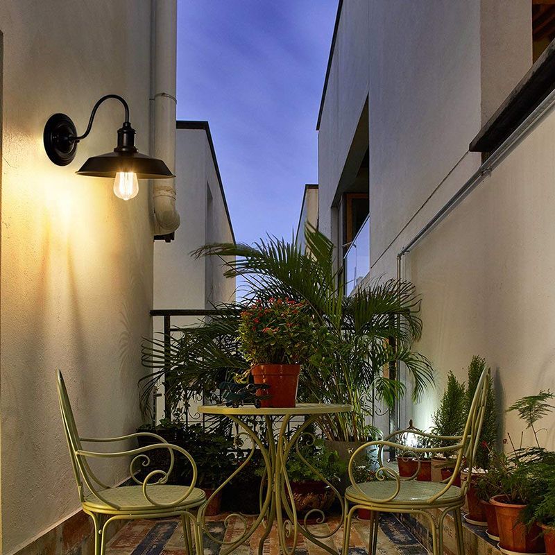 Almacenador de la pared de la pared de la pared de la pared de 10 "/14" de ancho 1 cabeza iluminación de pared de hierro forjado con brazo de cuello de cisne en bronce