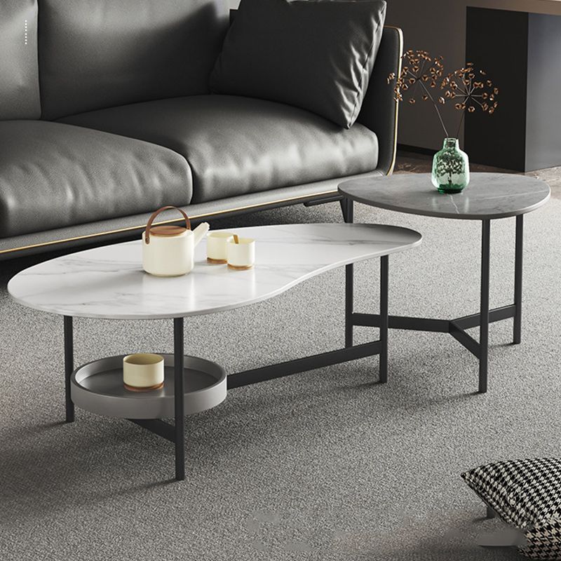 Contemporary Cocktail Table Faux Stone Coffee Cocktail Table