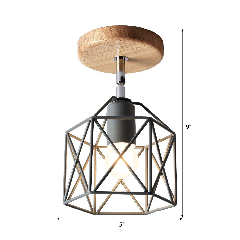 Lámpara de techo hexagonal gris/blanco/rosa/amarillo/azul/verde, lámpara de techo modernista de Metal de 1 cabezal, montaje semiempotrado para dormitorio