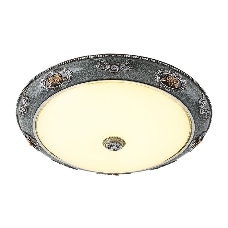 Abat-jour en forme de dôme pour chambre à coucher, luminaire traditionnel en verre givré, 13/16/19,5 pouces de large, LED gris, plafond encastré dans une lumière chaude/blanche