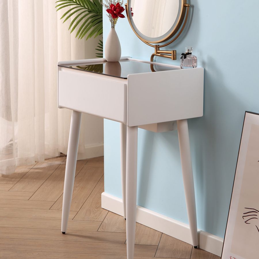 Contemporary Make-up Vanity Bedroom Glass Lighted Mirror with Drawer