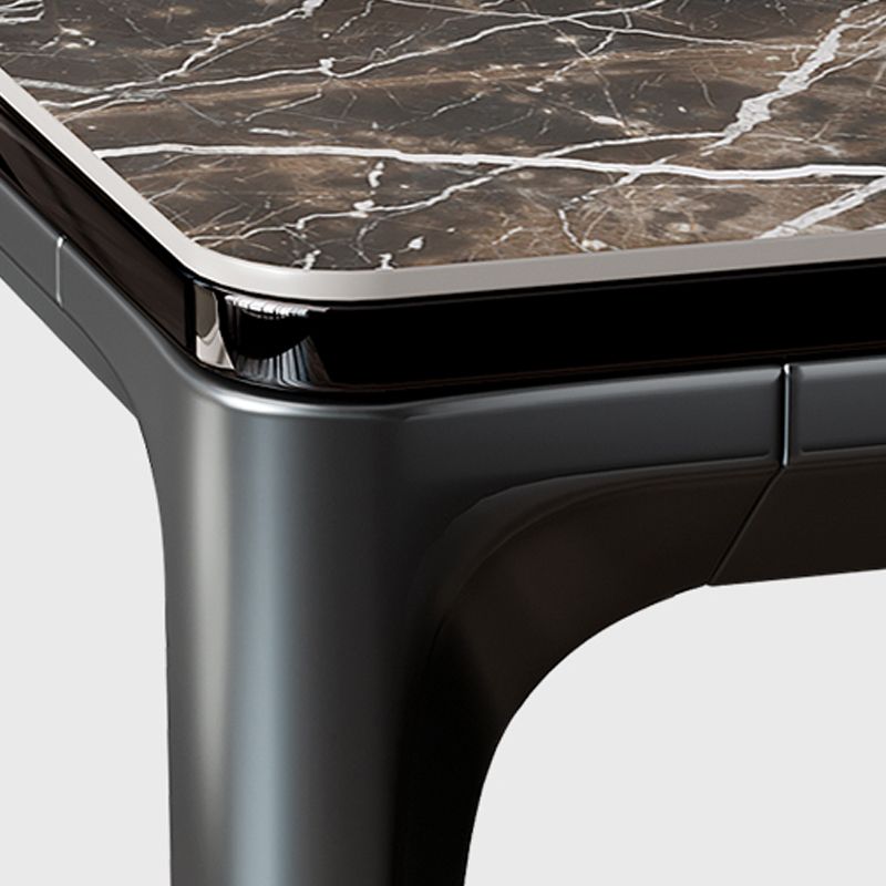 Industrial Sintered Stone Top Table Rectangular Table with Metal Base