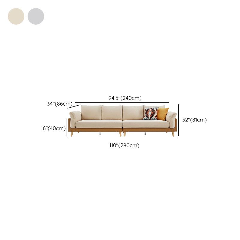 Contemporary Linen Standard Sofa Pillow Top Arm Settee in Beige and Grey