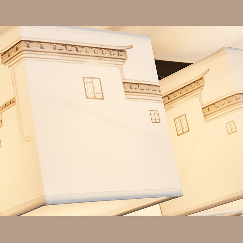 4/6/10/12 Bulbes Tissu massif Tissu en chinois Lubrile de style chinois Fixation du plafond