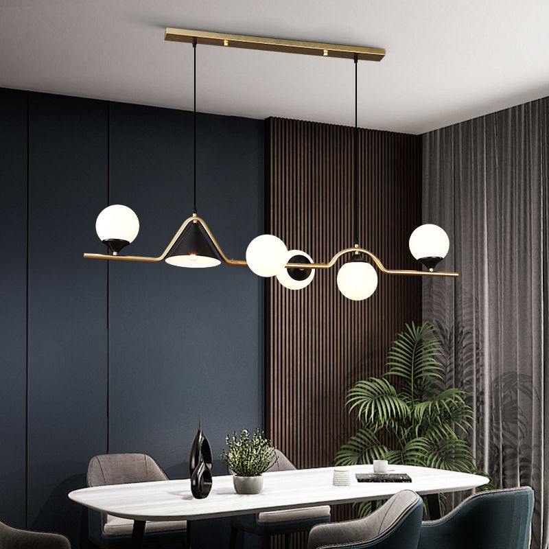 Contemporary Style Spherical Hanging Pendant Lights Glass Island Lights