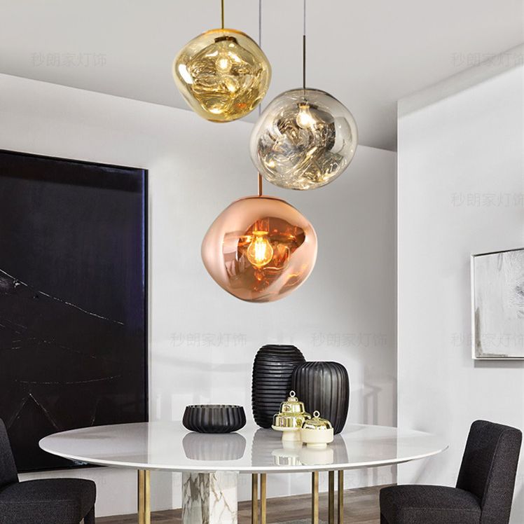 Irregular Lava Glass Shade Hanging Light Minimalist Art Decorative Drop Pendant Lamp for Restaurant