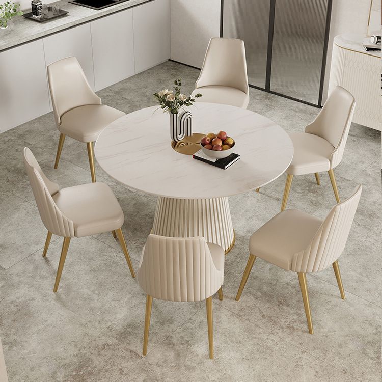 Round Dining Table Set 1/2/3/5/7 Pcs Sintered Stone Top Table with Chairs