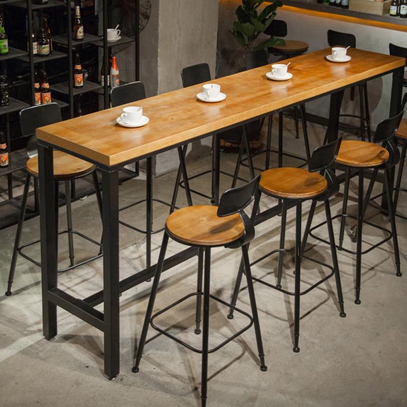 Coffee Shop Bar Height Counter Height Table Industrial Solid Wood Rectangle Pub Table